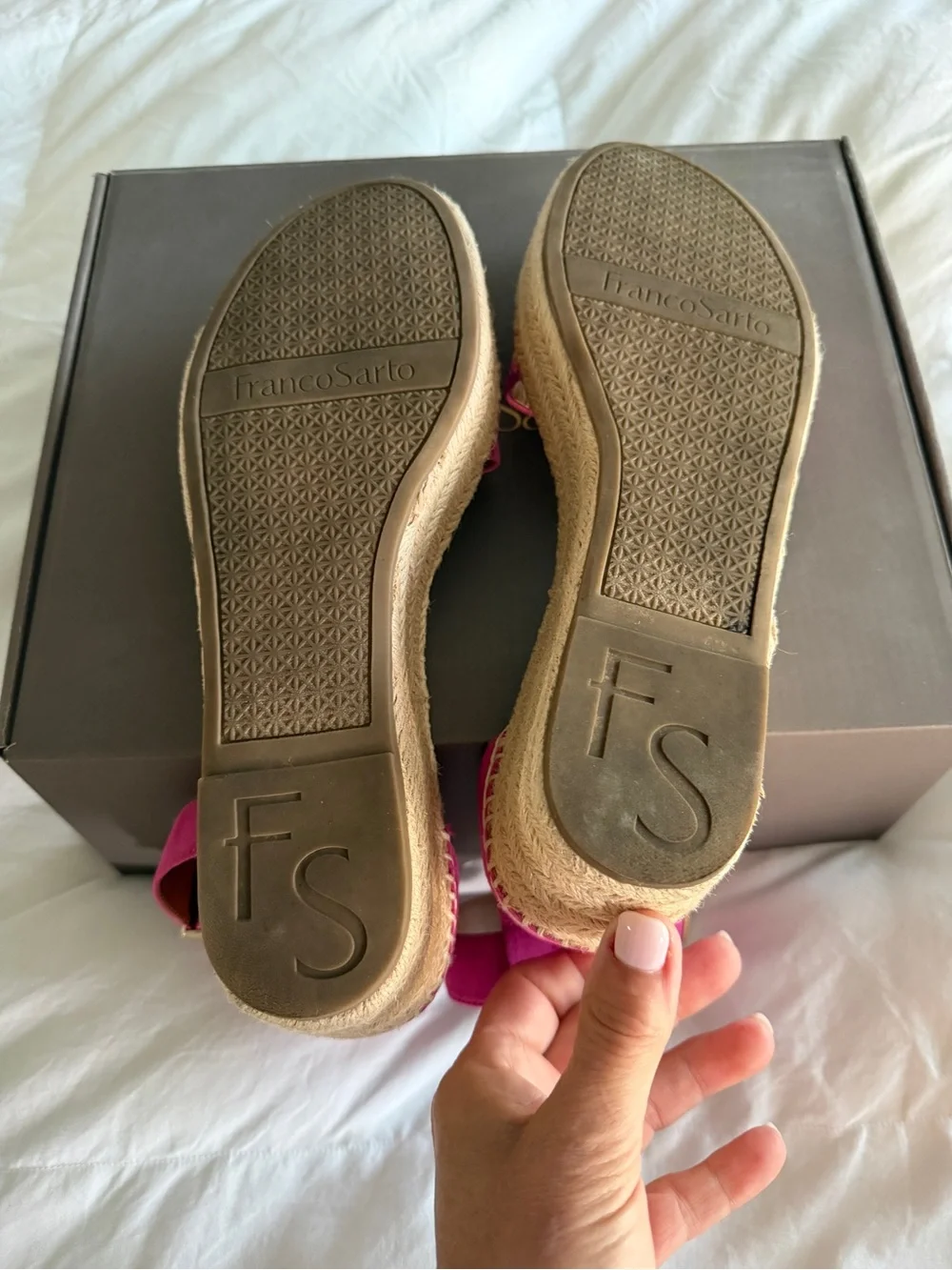 Franco Sarto Pink Espadrille Ankle-Strap Sandals Sz 10